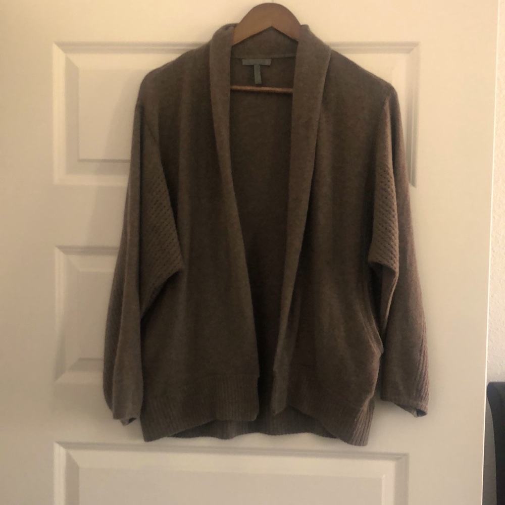 Brown cashmere cardigan.